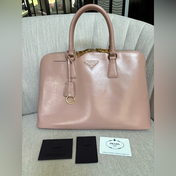 PRADA Logo Baby Pink Saffiano Leather Tote Bag w/ auth card - Picture 1 of 14